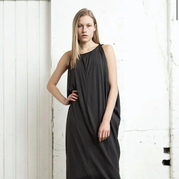 Nicholas K Ballan Maxi Dress (Olive-Black Dip Dye) Size XS Leather Trim - Picture 2 of 13